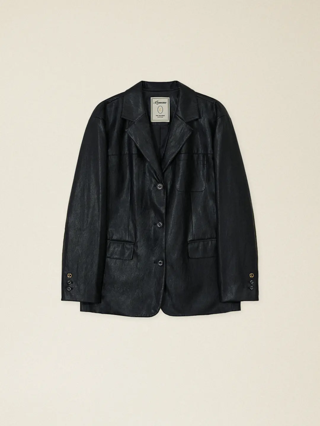 프렌치 레더 자켓 블랙