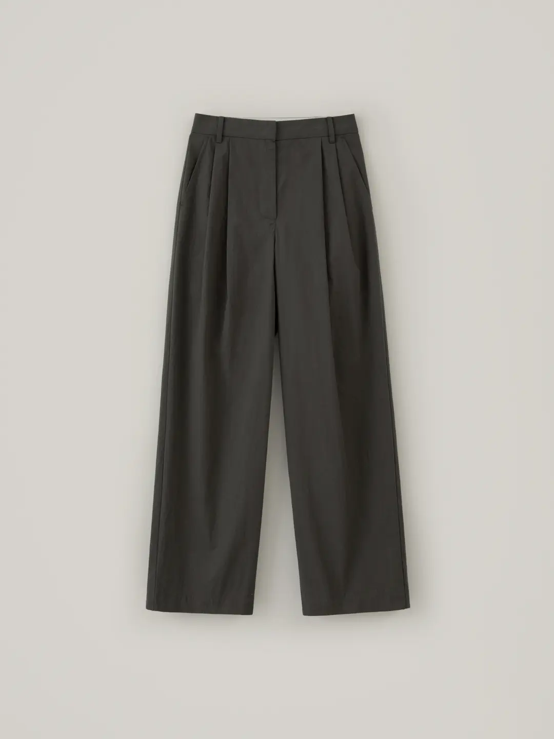 Port Wide Tuck Pants - Charcoal