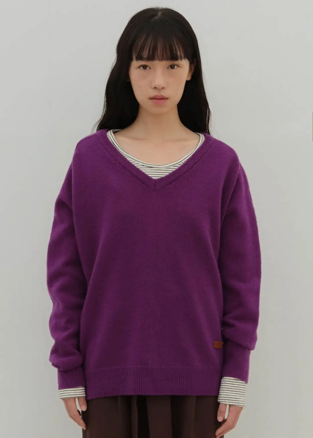 [2ND] CAN WOOL V-NECK KNIT - PURPLE