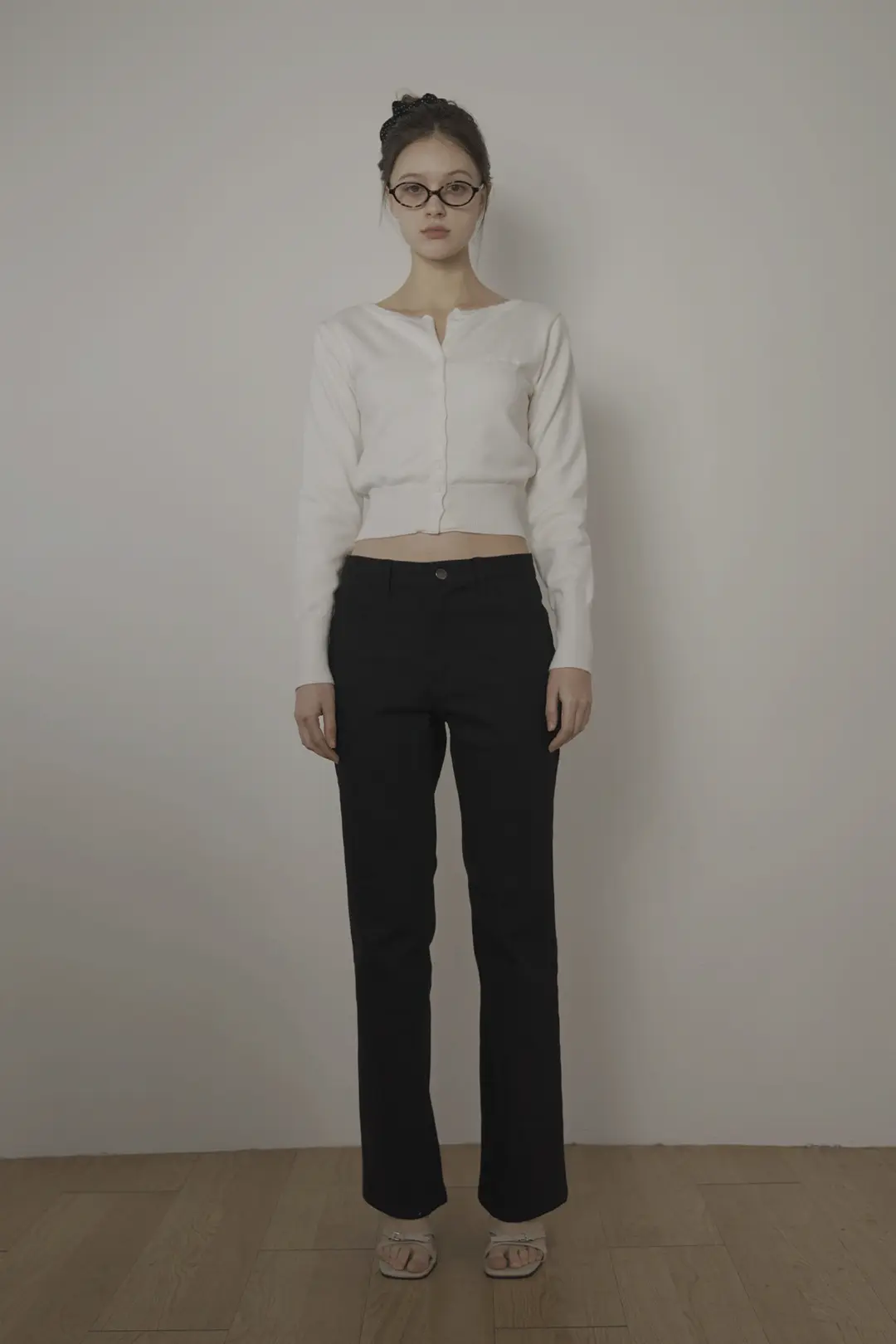 Black cotton bootcut jean