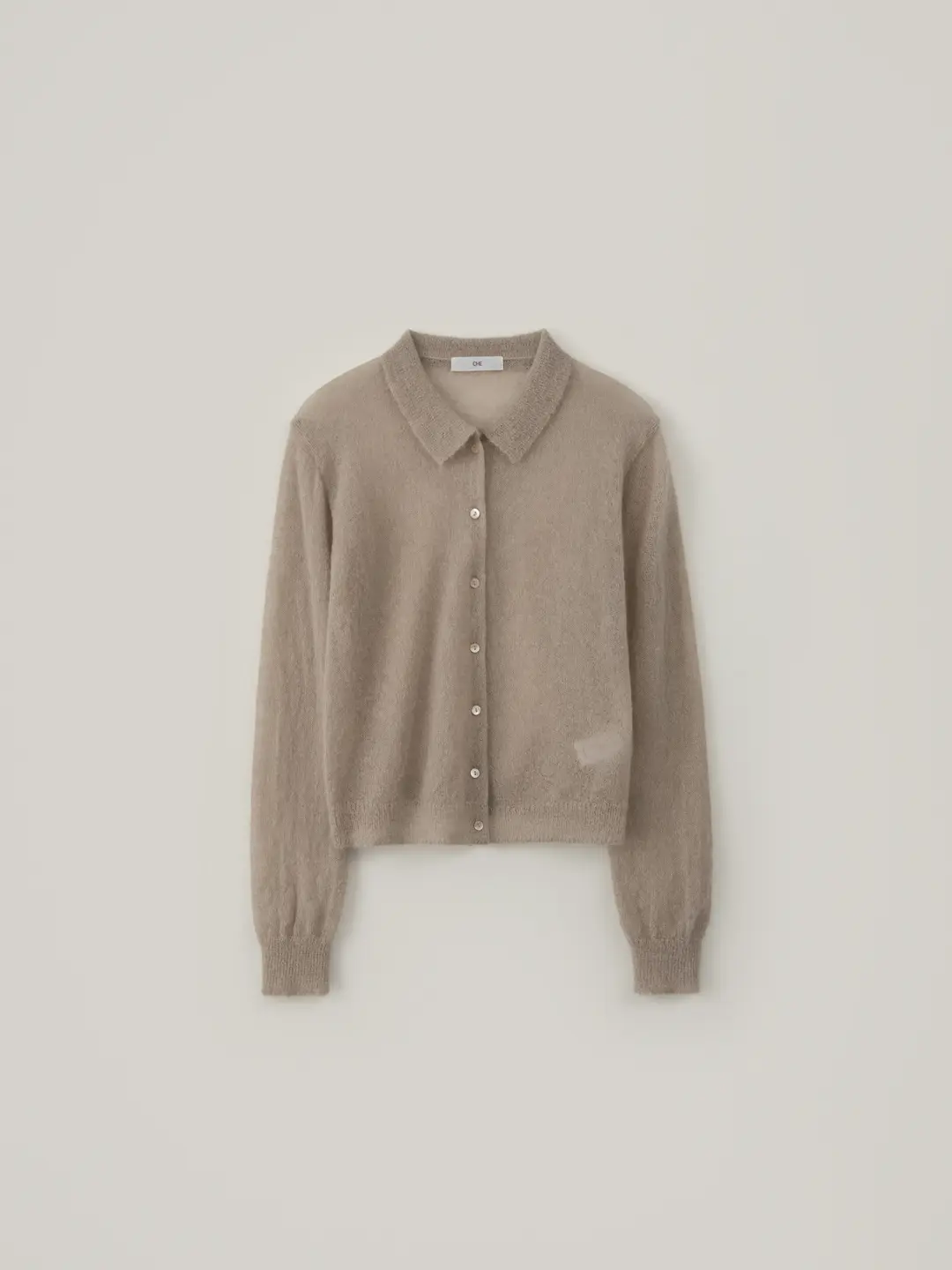 Kid Mohair Collar Cardigan - Beige