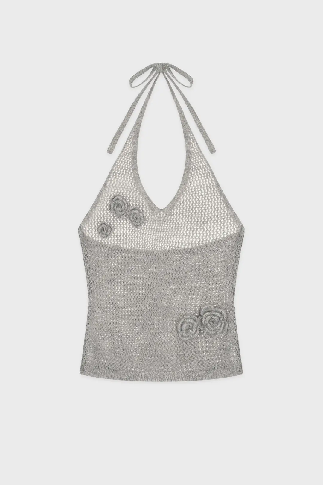 [슬기 착용] Flower Halter Neck Knit Vest (Melange Grey)