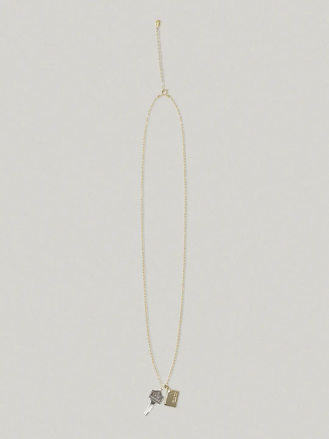 [folnua x fi,ore]Mini Post Key Necklace - gold chain (two tone)미니 포스트 키 목걸이