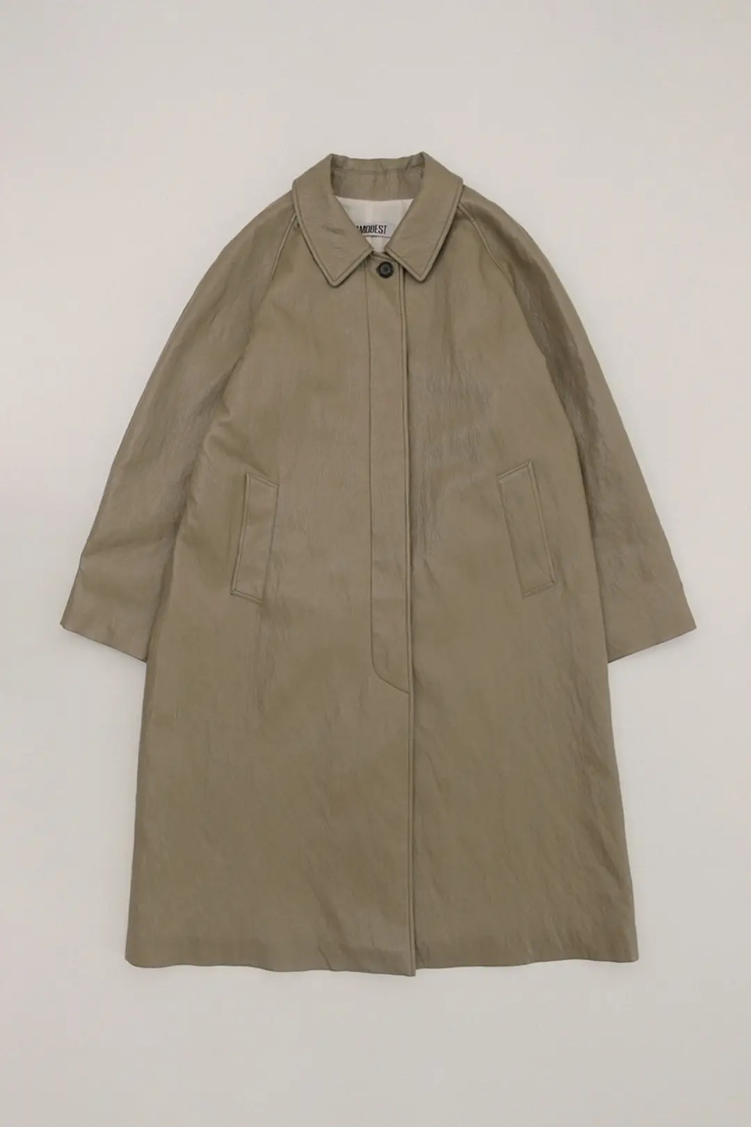 [2nd] Trench Leather Coat (Ash khaki)