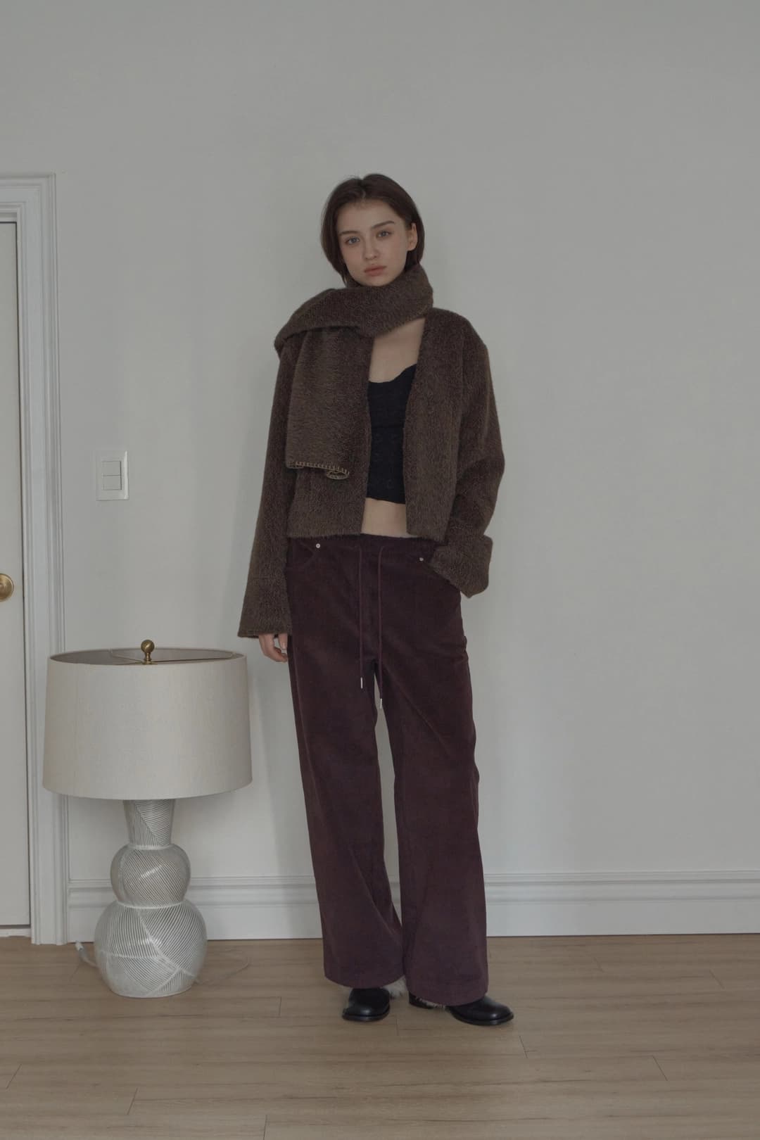 corduroy banding pants_purple