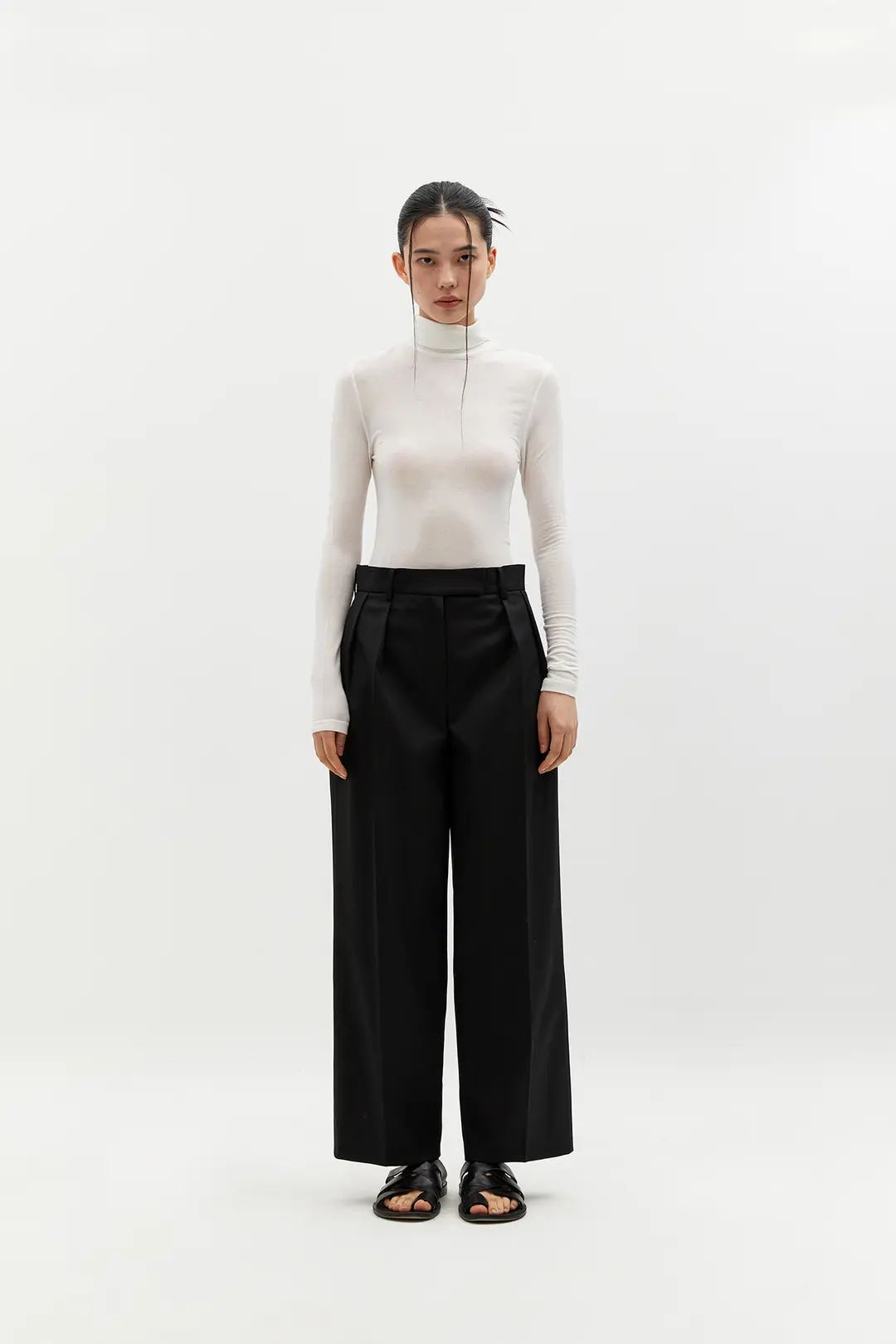 시스루 텐셀 스판 이너 목폴라 (화이트)