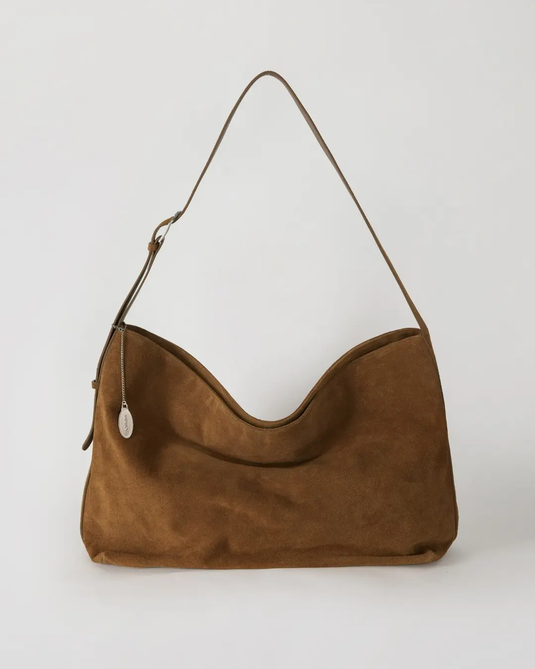 [실버 백 참 세트] Pamela 파멜라 스웨이드 빅 백 - camel brown