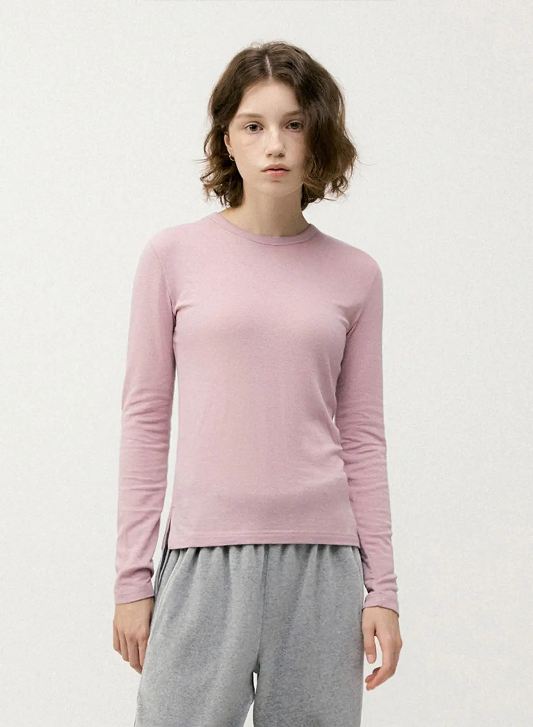 소프트 슬릿 텐셀 티셔츠 - 핑크