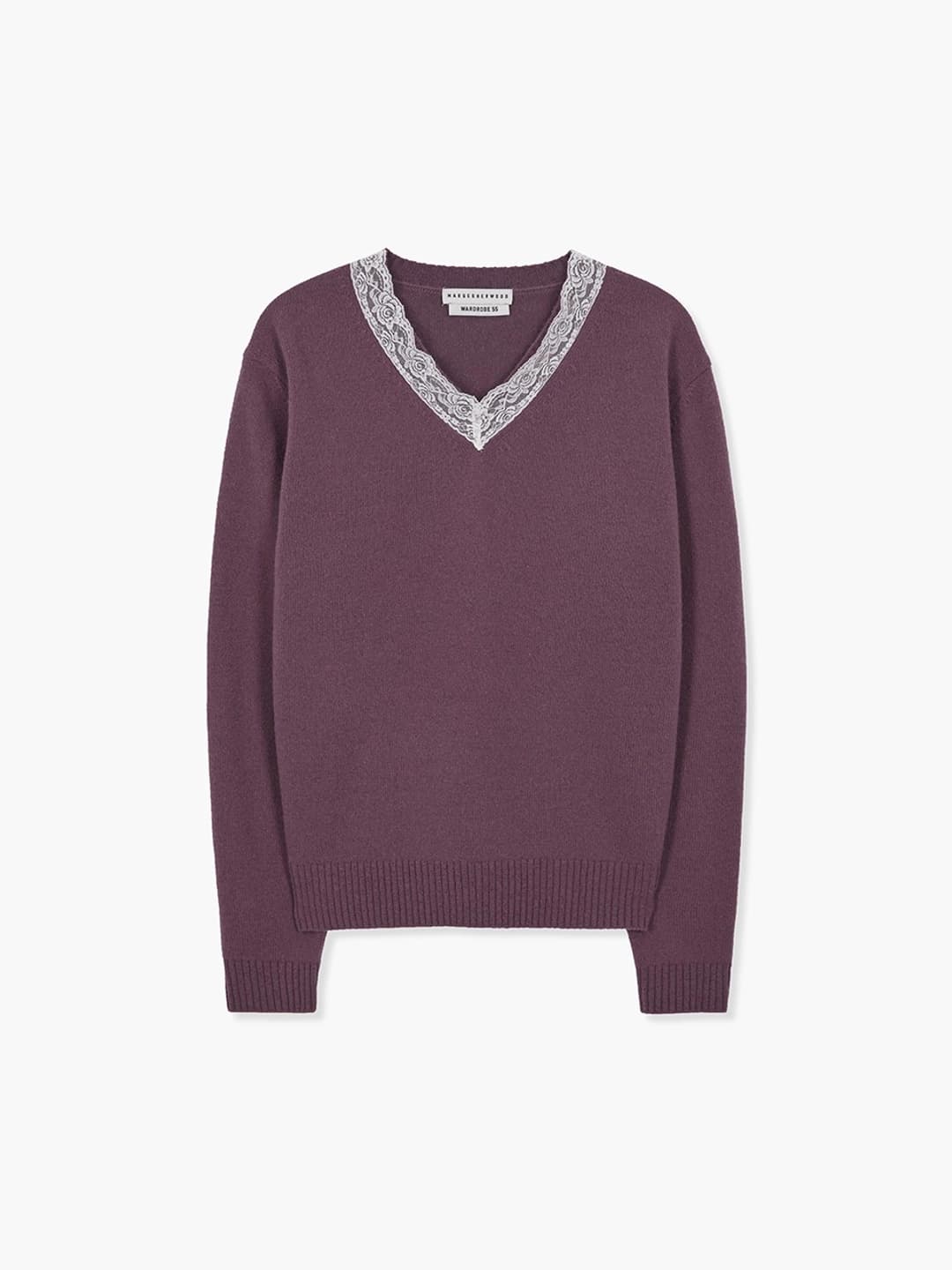 LACE FLORE V-NECK PULLOVER_purple