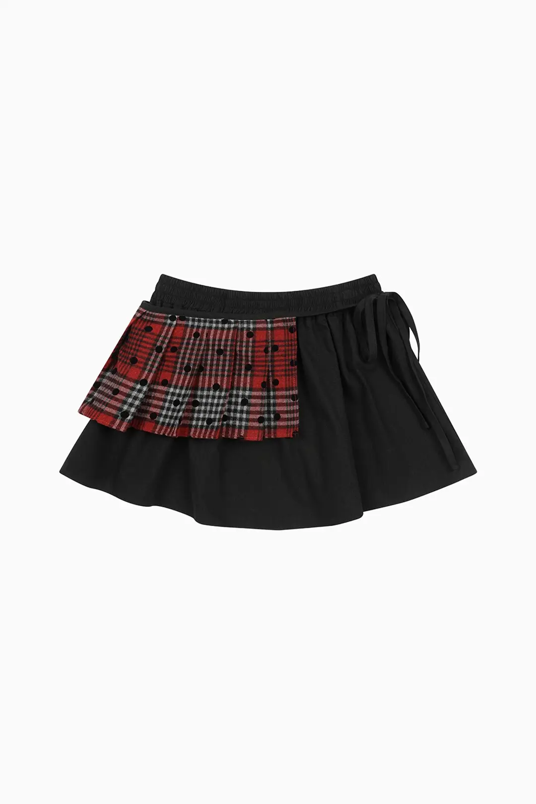 CHECK TWOWAY MINI SKIRT, RED BLACK