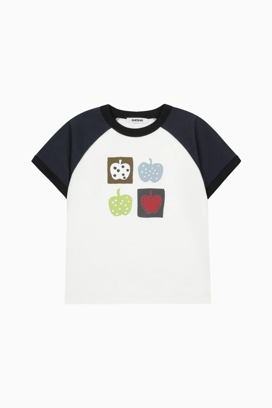 APPLE RAGLAN T-SHIRT, WHITE