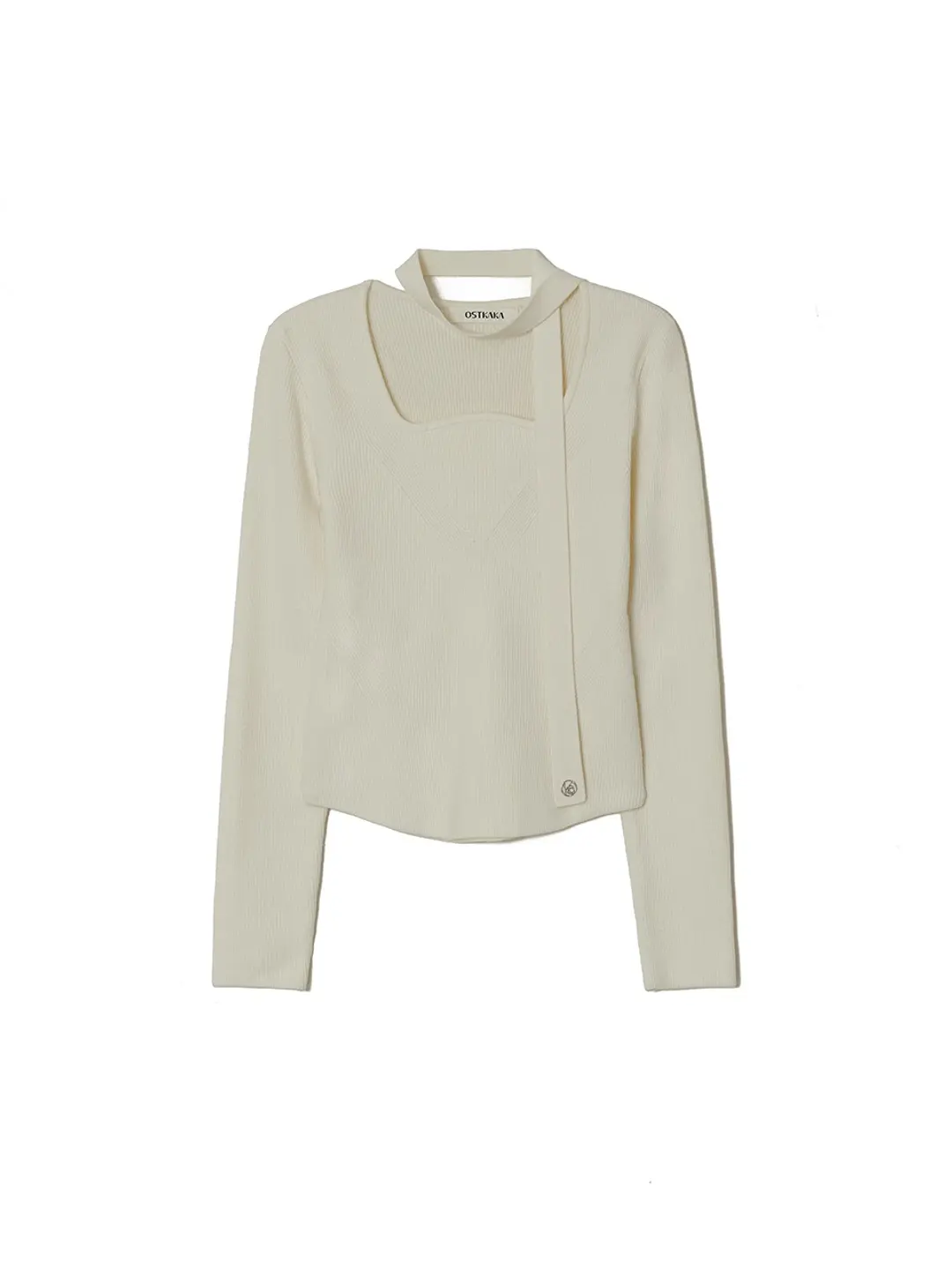Wool Blended Wave Neck Pullover Ivory