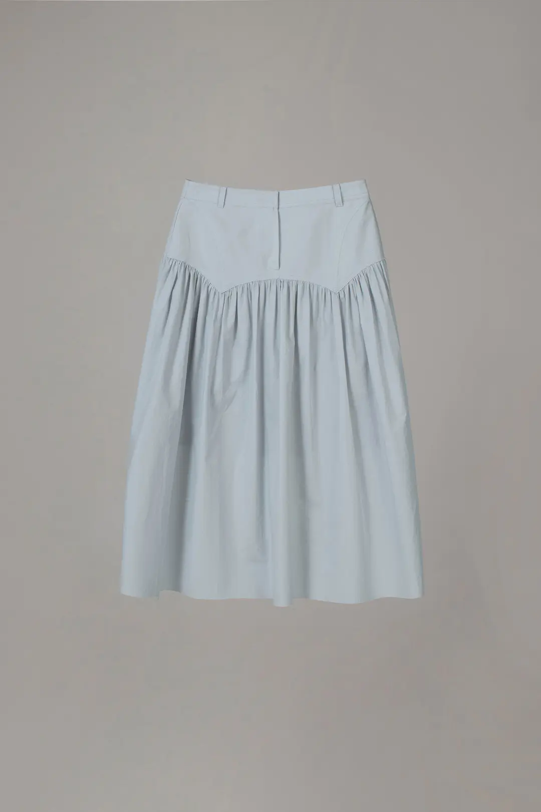 GRUNGE YOKE GATHER LONG SKIRT_BABY BLUE