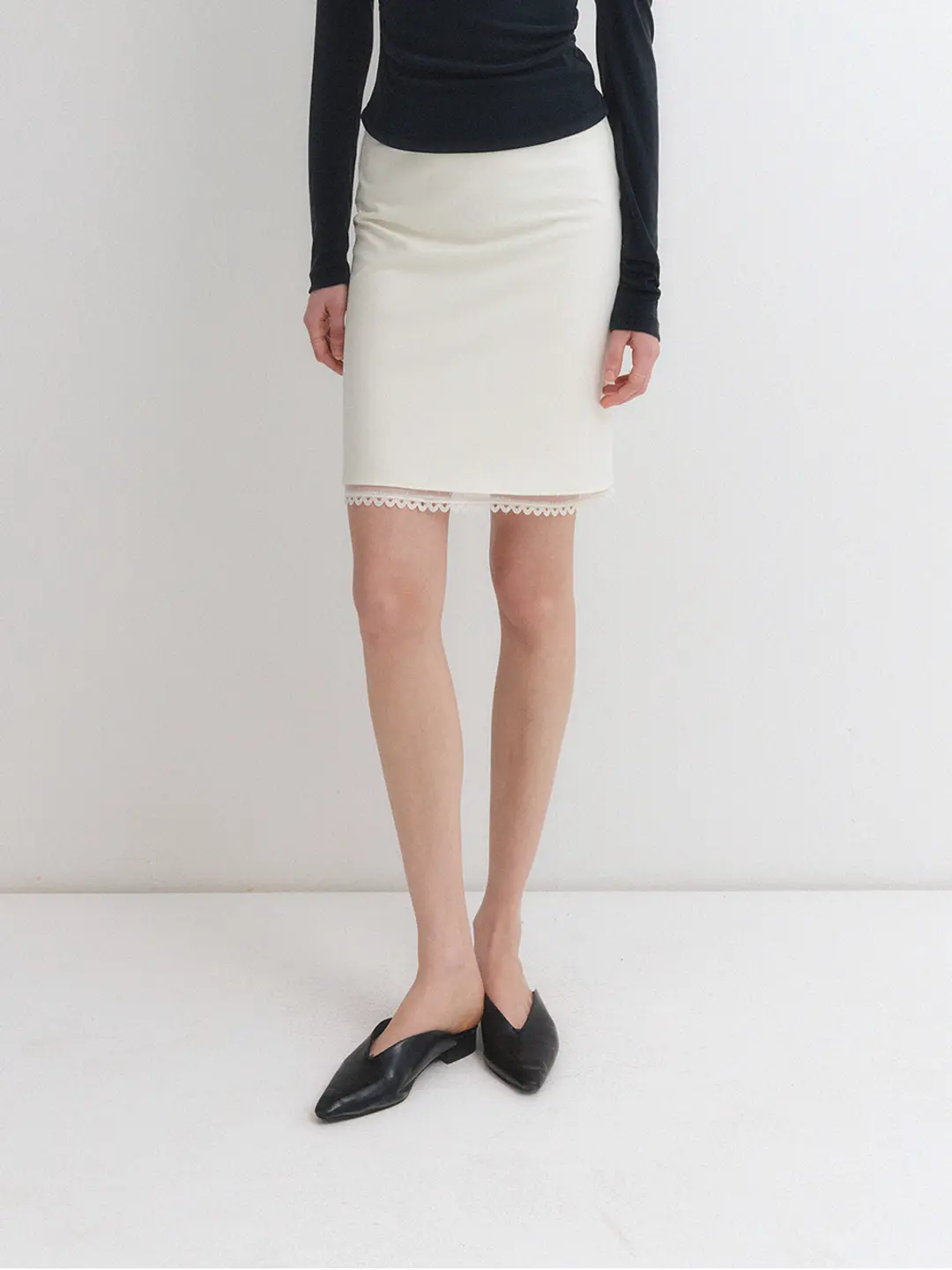 MONA LACE MIDI SKIRT_IVORY