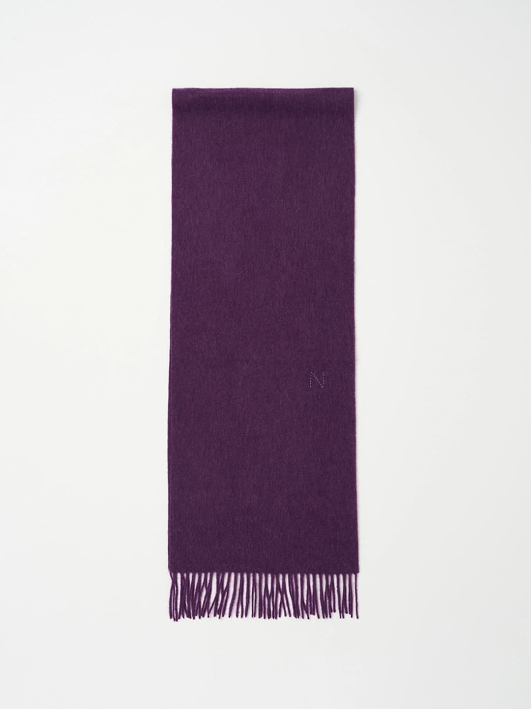 N EMBROIDERED WOOL MUFFLER IN PURPLE