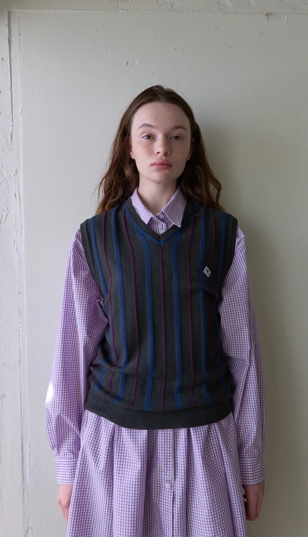 153. V-Neck Stripe Vest _ Charcoal