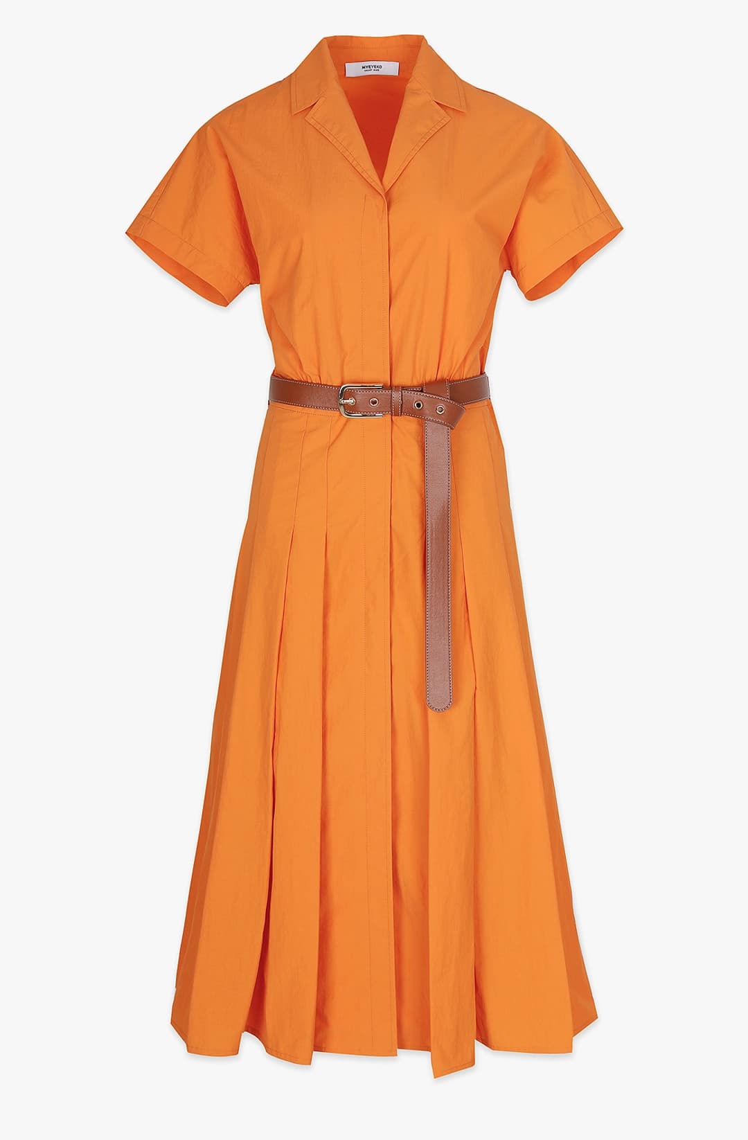 CAPRI BELTED SHIRT DRESS - TANGERINE