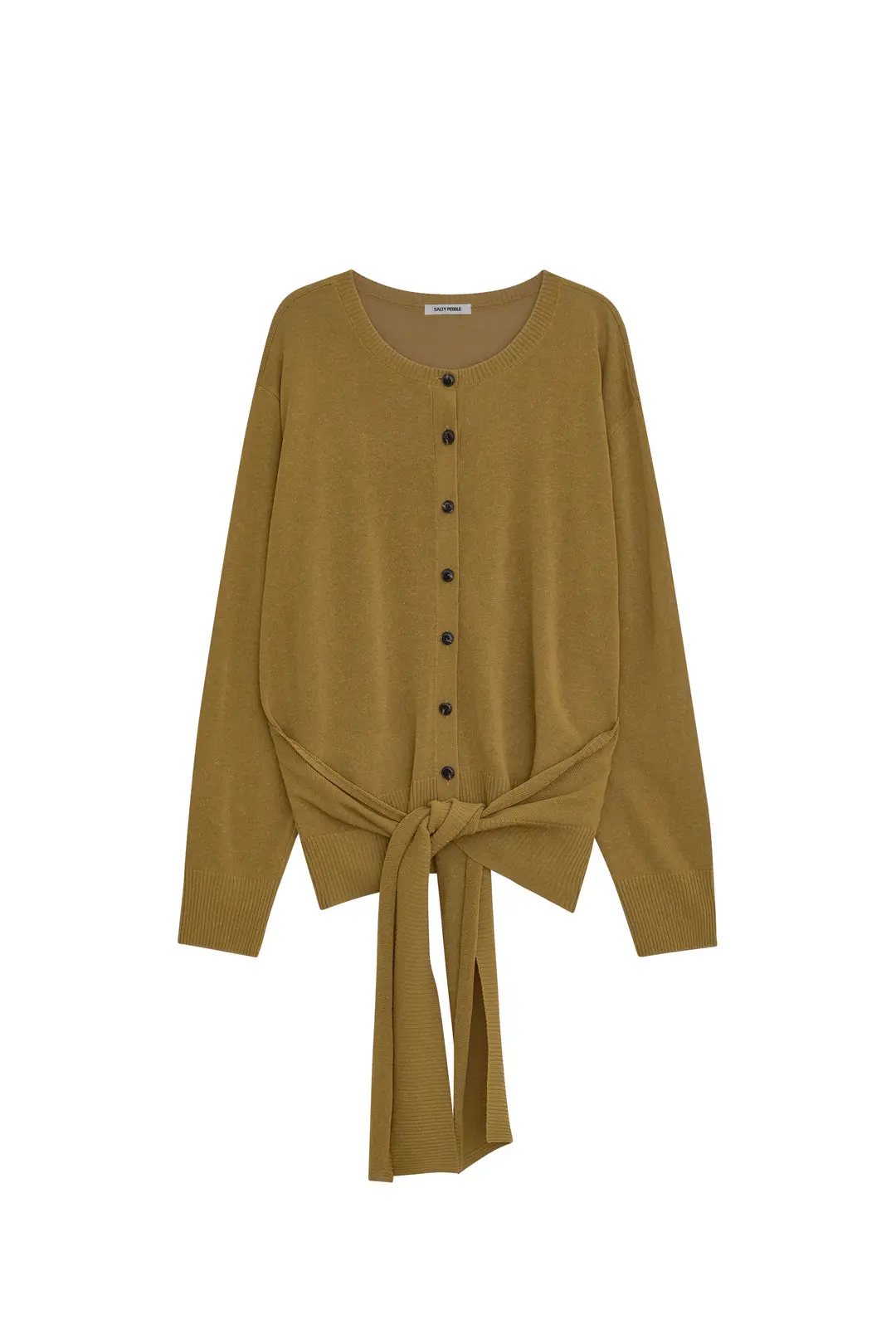 TIED STRAP LINEN CARDIGAN [MUSTARD]