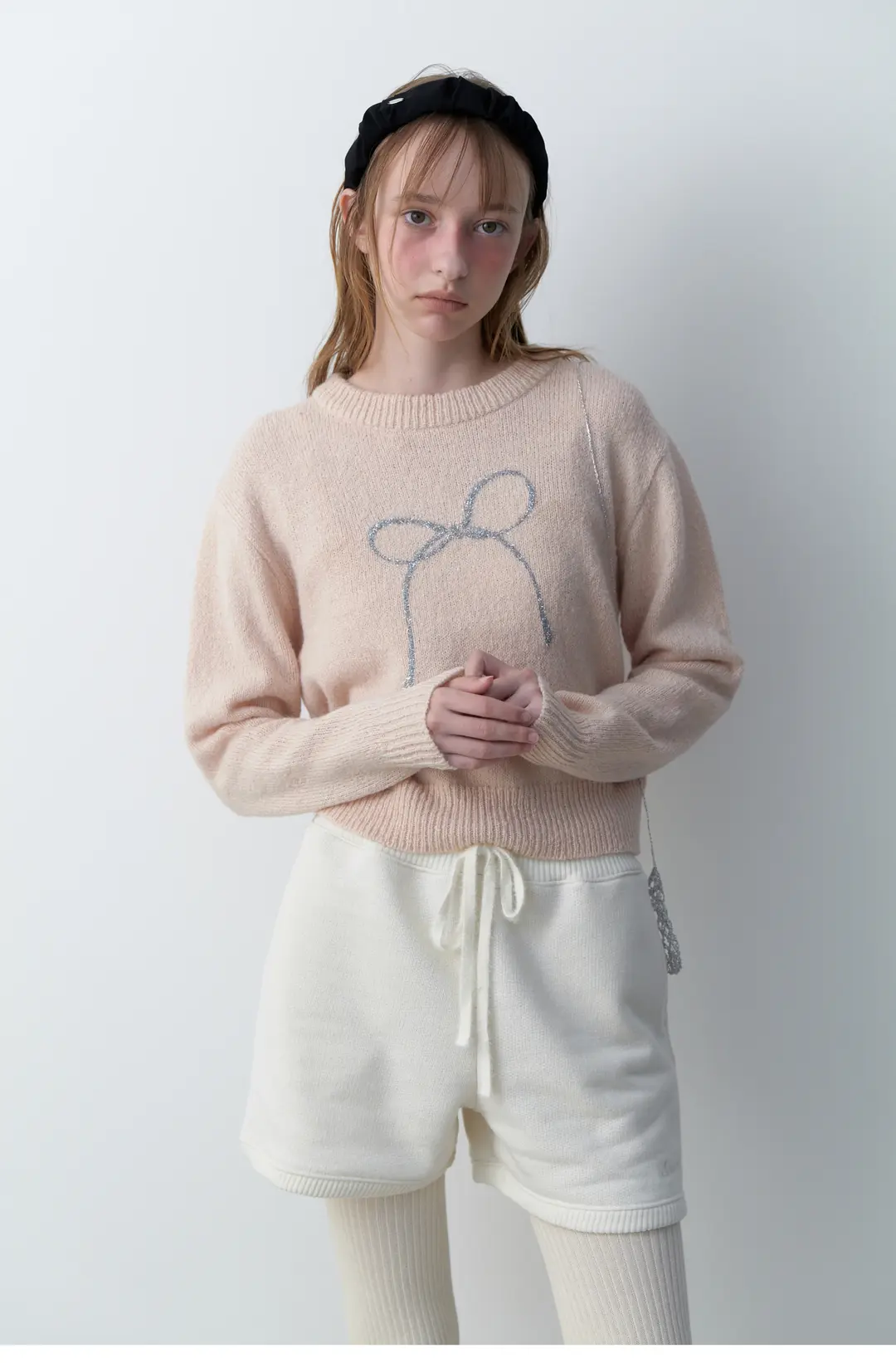 Glitter Ribbon Sweater (Peach)