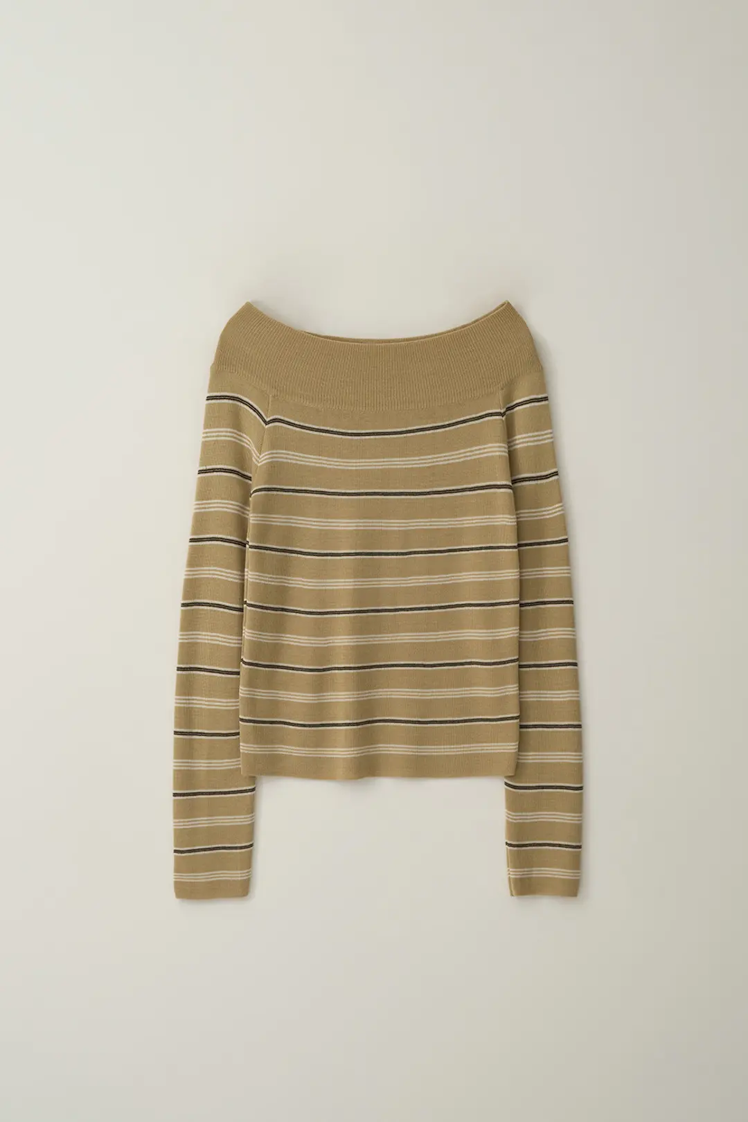 스트라이프 오프숄더 풀오버-베이지콤비