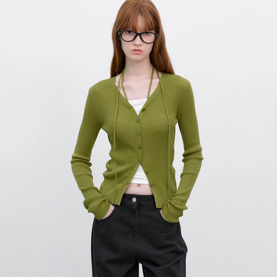 (CD-2272)MULTI USED STRING V-NECK SLIM CARDIGAN