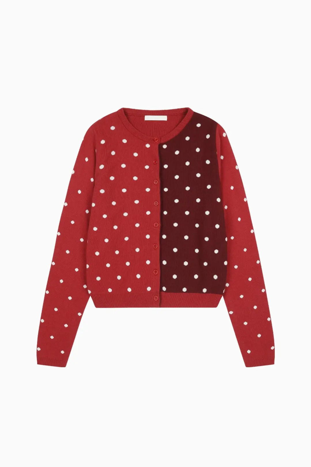 DOT TWO TONE CARDIGAN, RED
