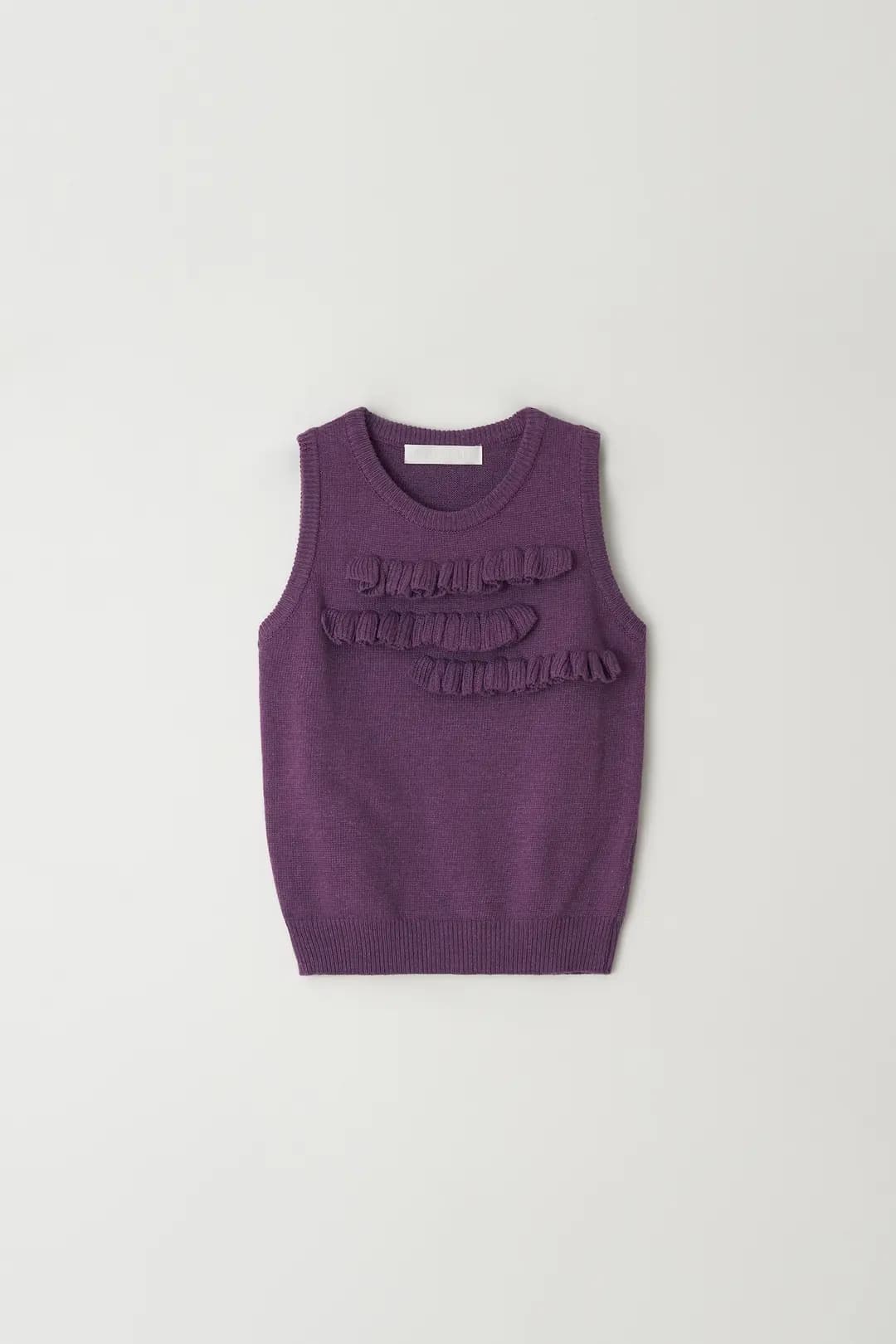 FRILL KNIT VEST_PURPLE