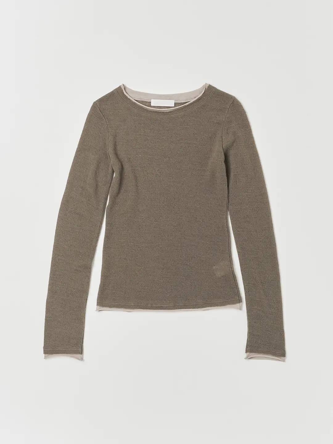 LAYERED DETAIL WOOL TOP IN TAUPE BEIGE