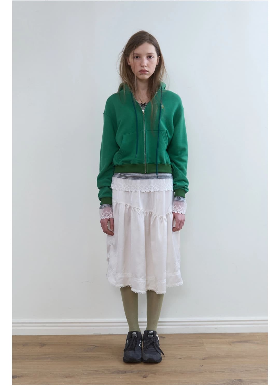 322. Cropped Hooded Zip-Up _ Green
