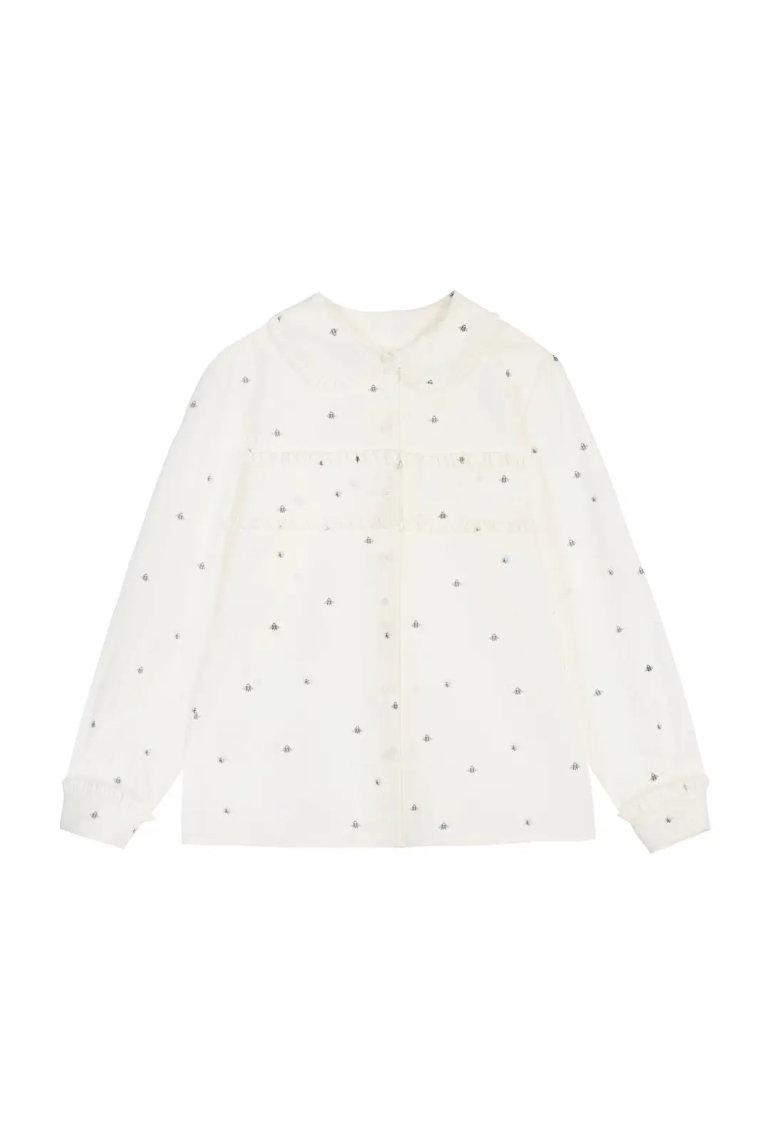 ROUND COLLAR RUFFLE SHIRT (HONEYBEE)