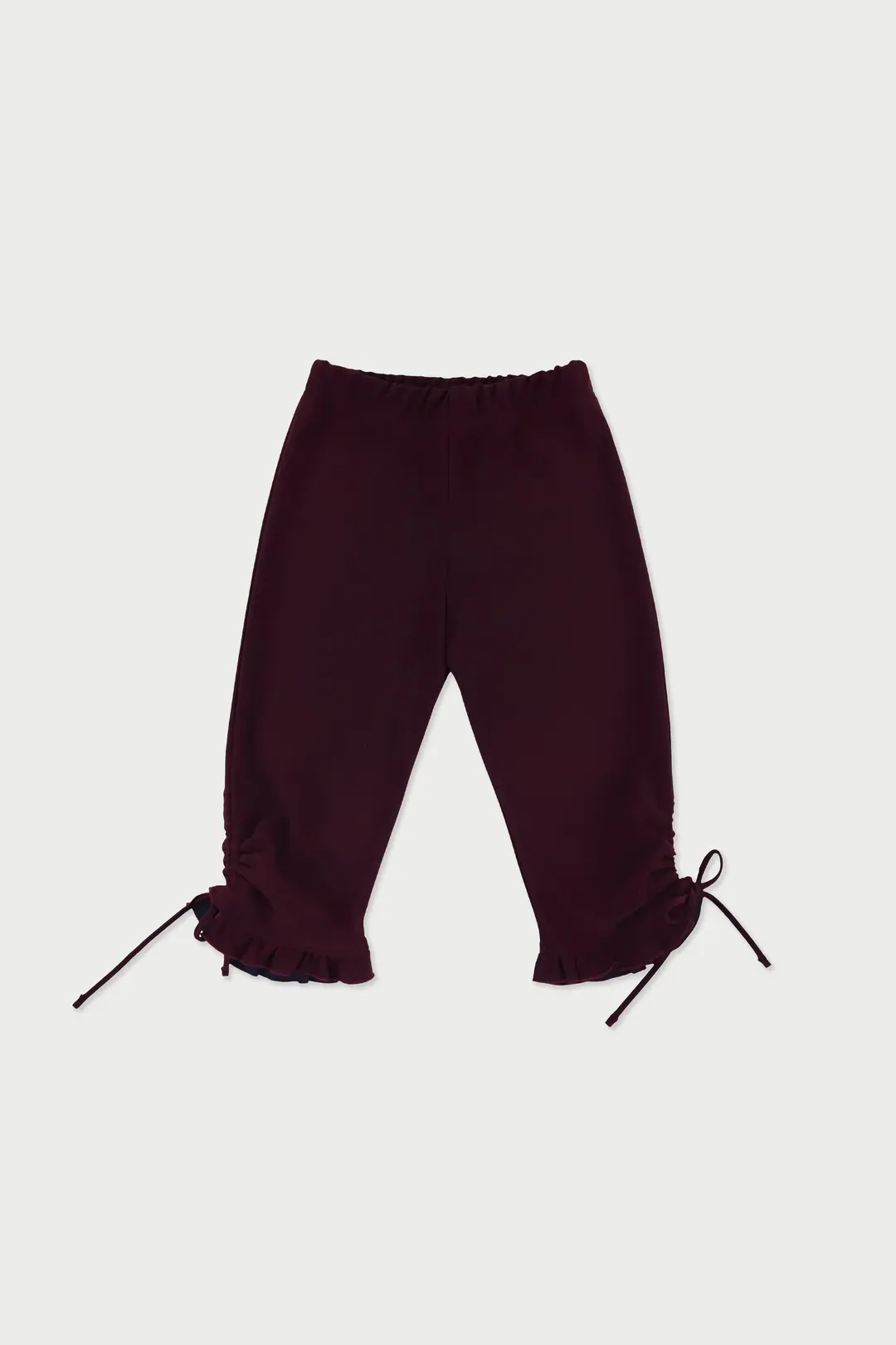 Pewter frill biker pants_wine