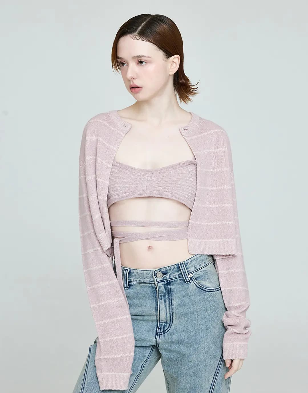 니트 뷔스티에 - 핑크