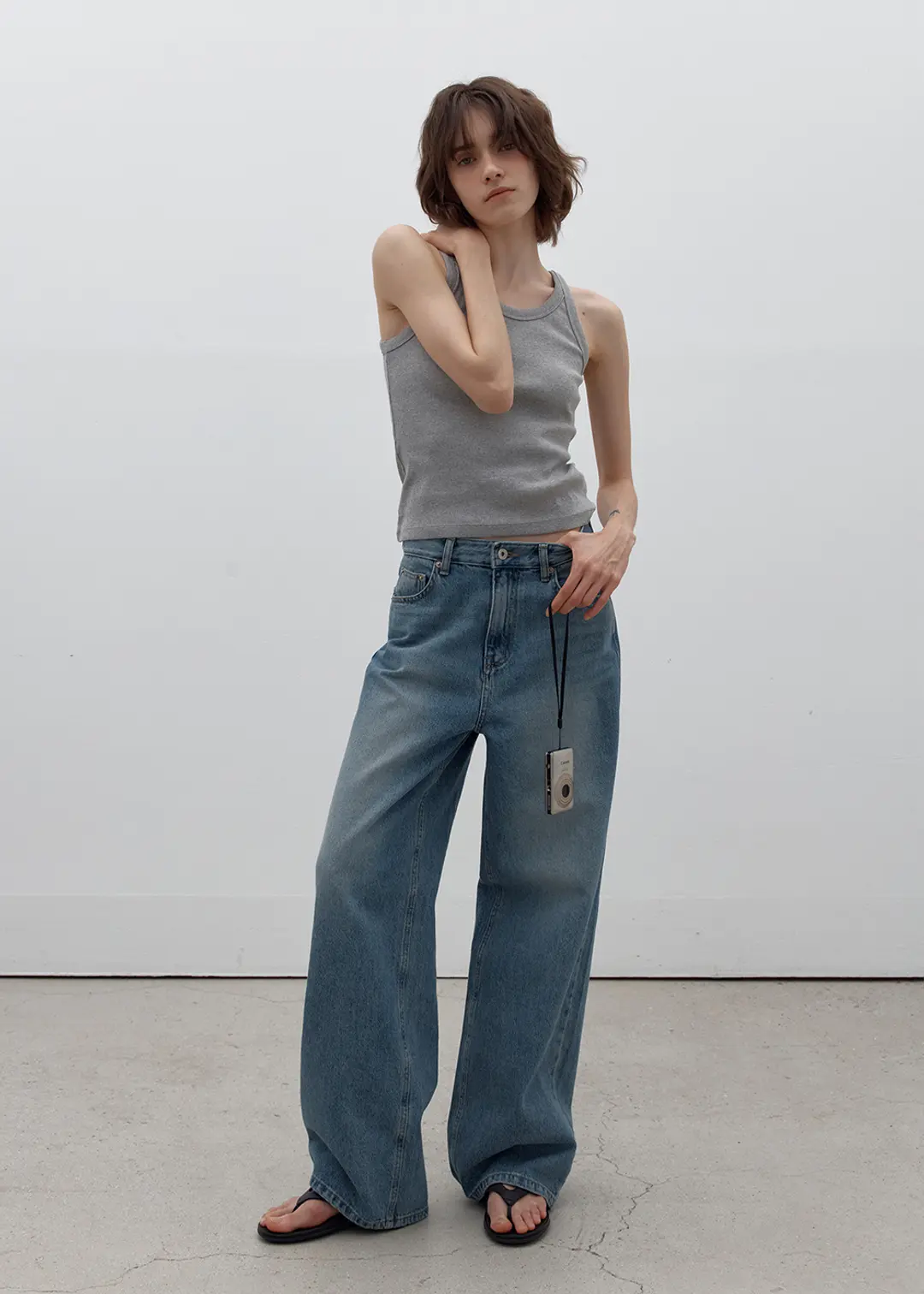 [12차/예약배송] Wearable loose denim (middle blue)