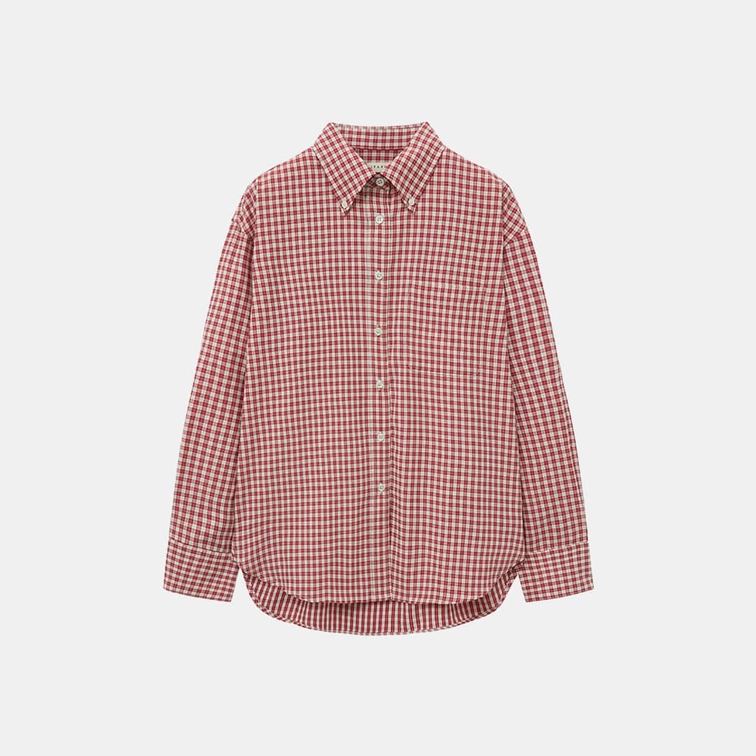 SITP5176 루즈 핏 클래식 체크 셔츠_Red check