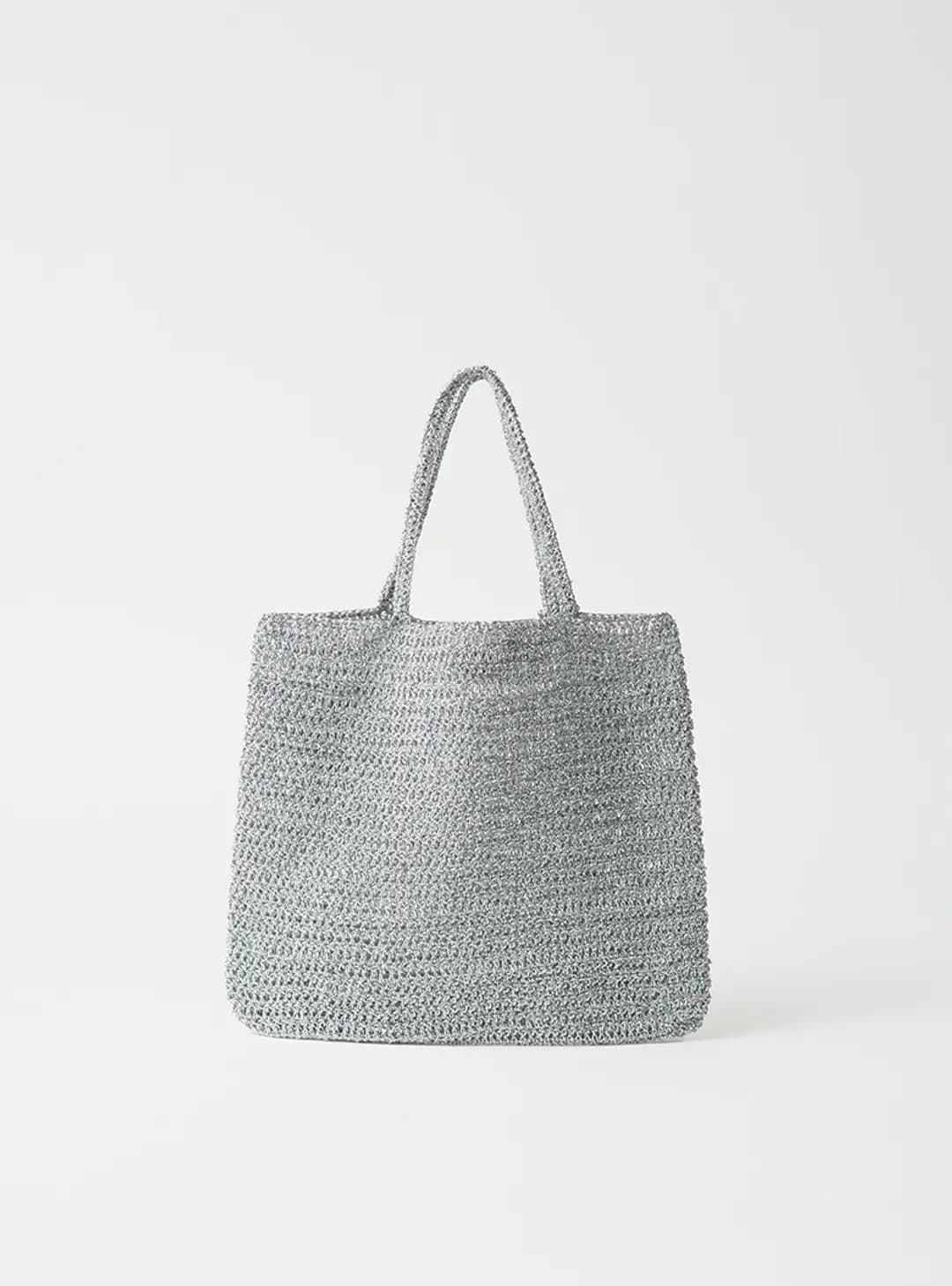 Glitter Hand Knitted Bag (Silver)