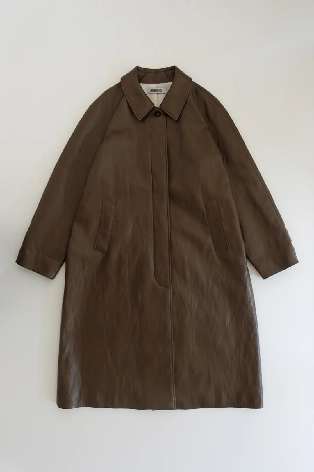 2nd. Trench Leather Coat (wood brown)