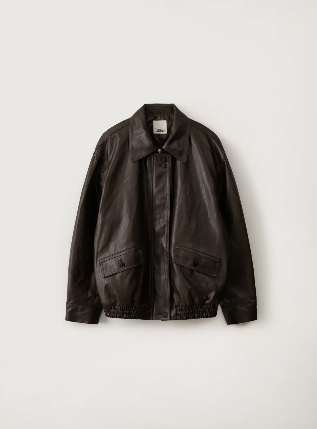 비건 레더 블루종 자켓_Brown