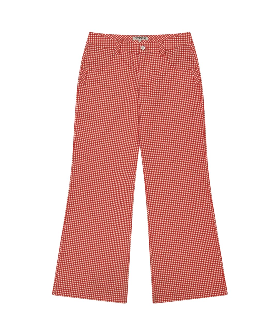 COYSEIO X BLYTHE CHECK BOOT CUT PANTS RED