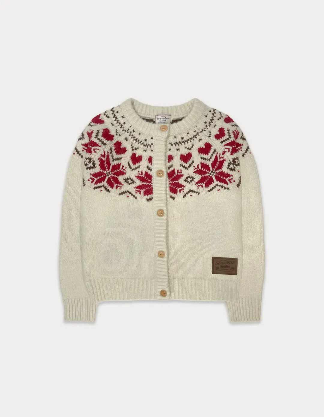 Heart Alpaca Nordic Cardigan - Ivory