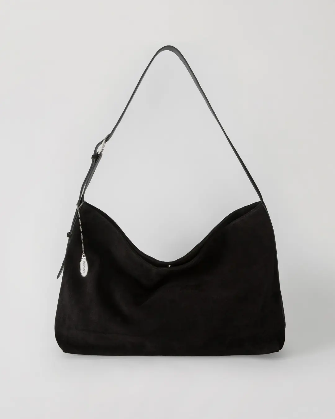 [실버 백 참 세트] Pamela 파멜라 스웨이드 빅 백 - black