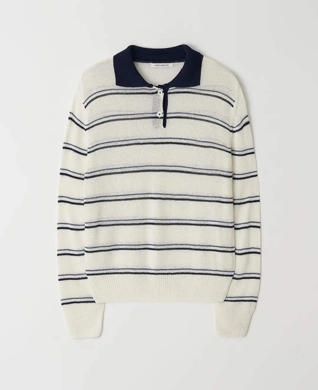 [11차] Stripe collar linen knit_NAVY