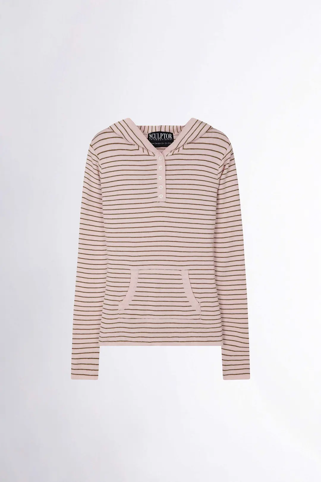 Knitted Stripe Hoodie Pink/Brown