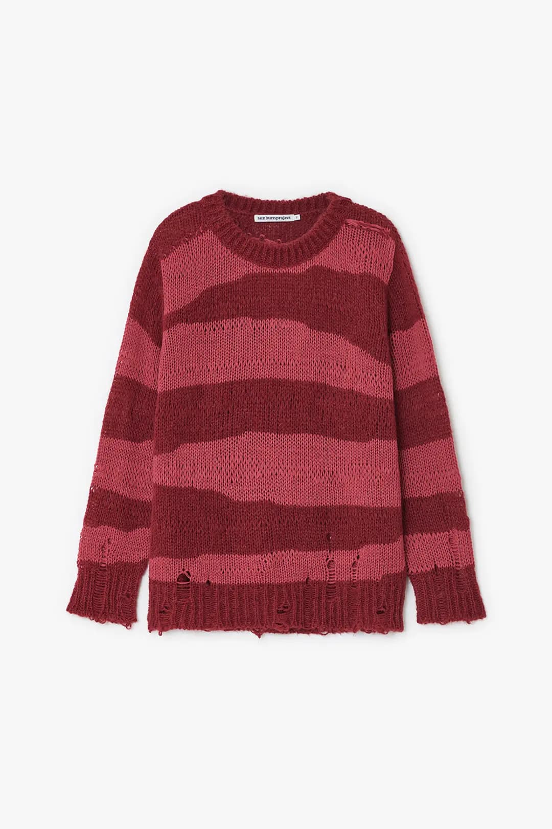 DAMAGED COLOR BLOCK KNIT, RED