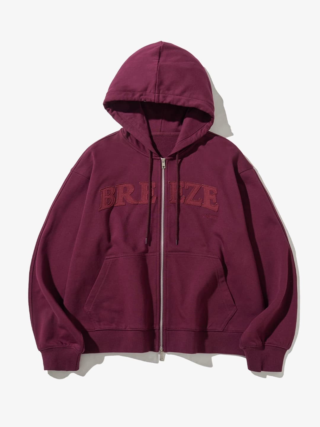 아플리케 패치 후드 집업_WINE