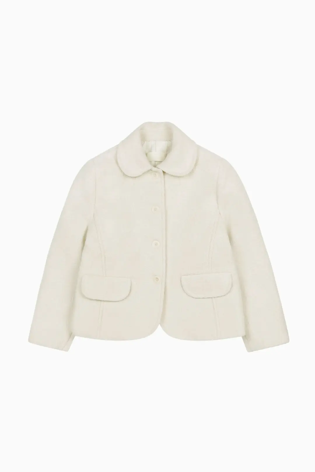 BOUCLE HALF WOOL JACKET, IVORY