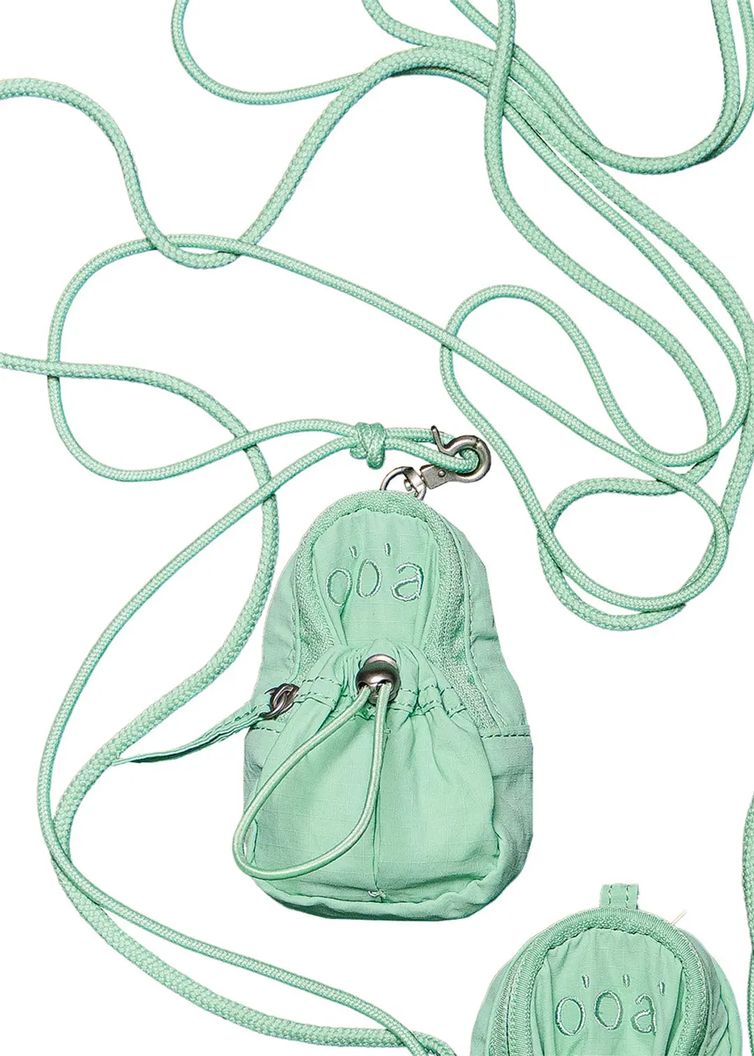 DOUBLE POCKET STRING CROSS BAG MINT GREEN