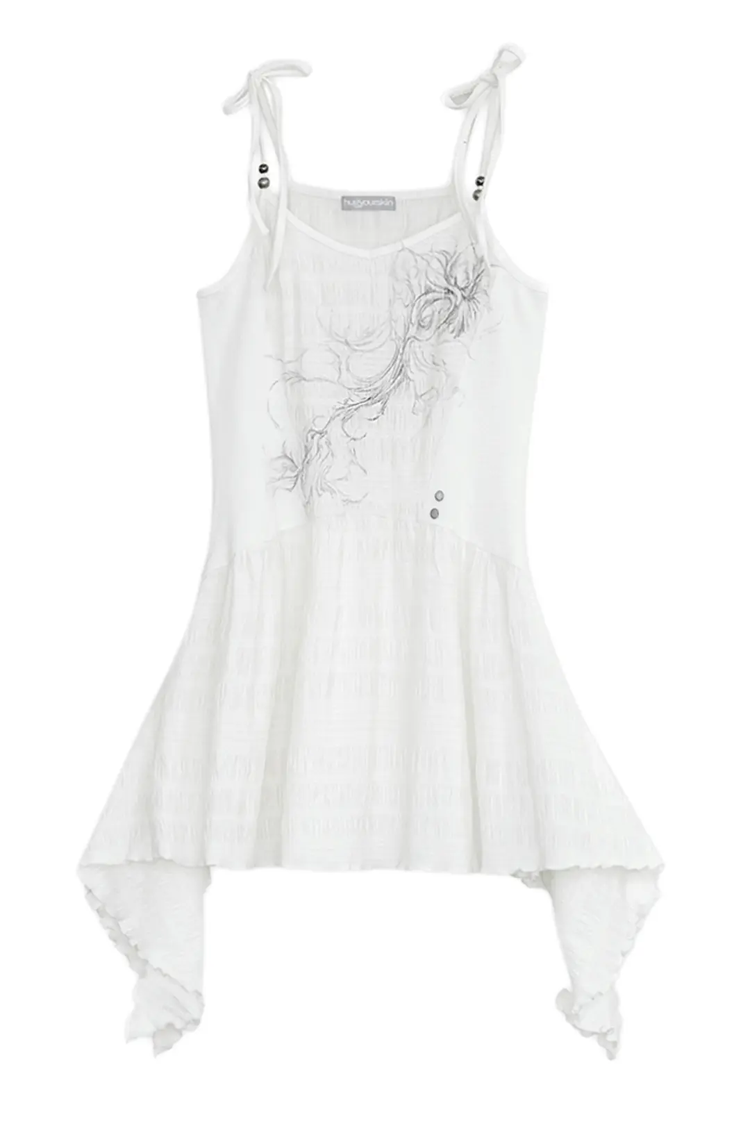 Flayered v-neck sleeveless (White)