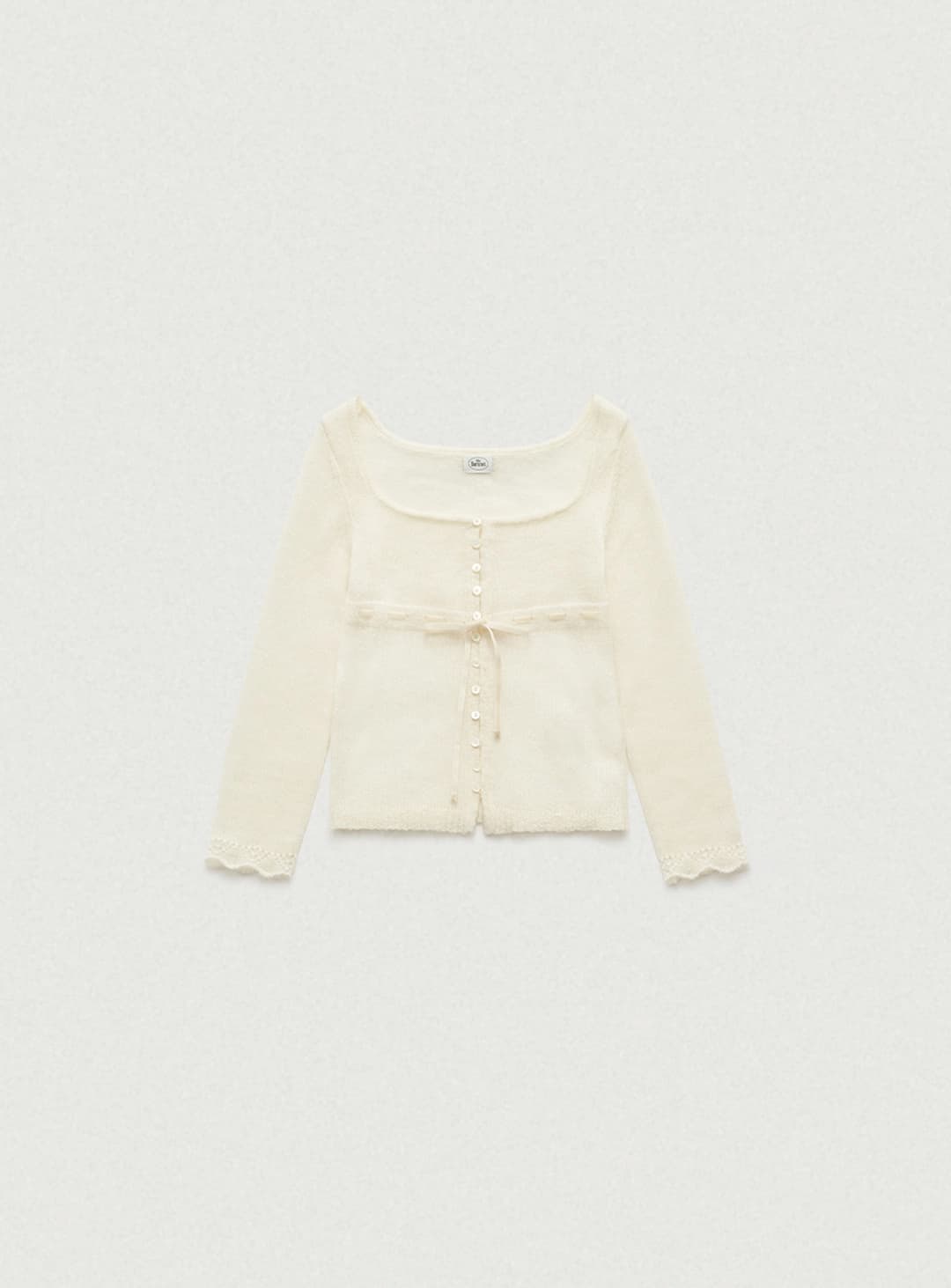 Velin Tie Mohair Knit Cardigan_Ivory