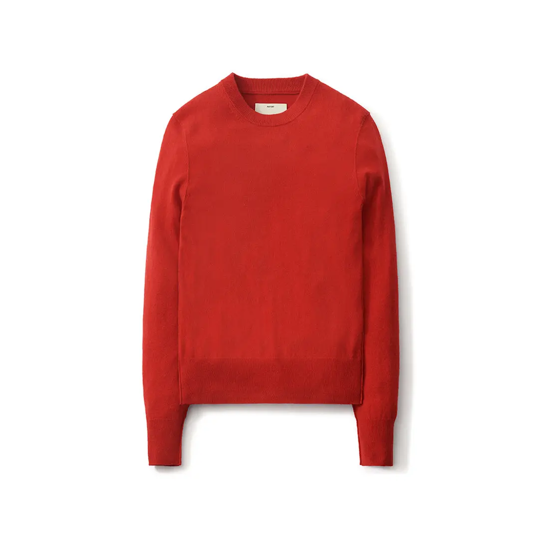 여성 베이비 캐시미어 컴포트 크루넥 니트_레드