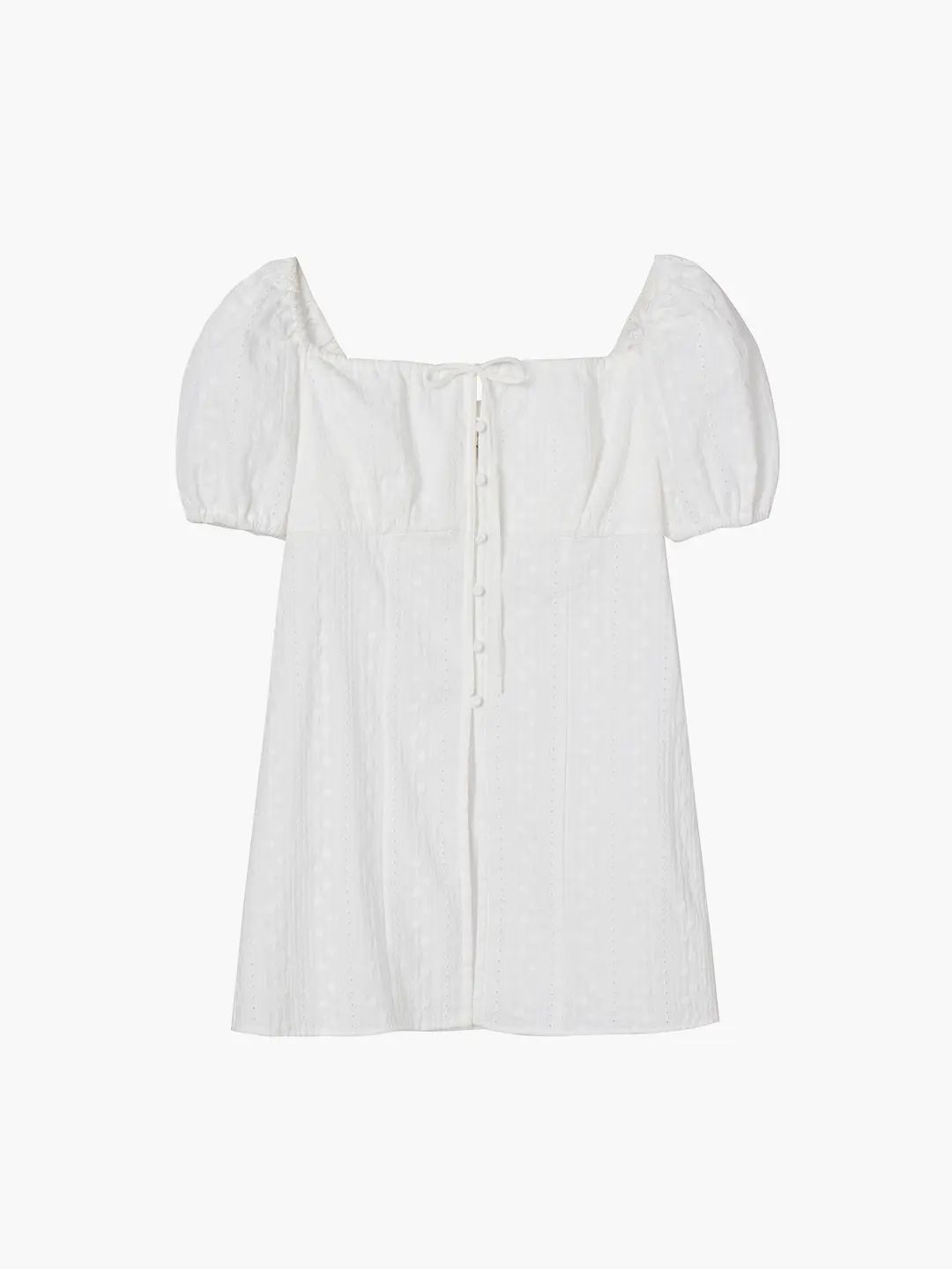 [3rd Re-order] Eyelet Embroidered Puff Sleeve Blouse, White